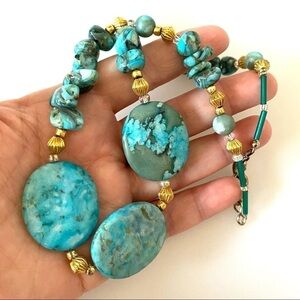 Necklace Vintage Artisan Faux Turquoise Southwestern Native Design 19”